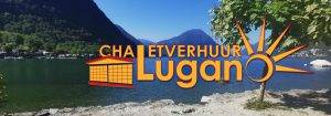 Luganomeer en het logo van cahletverhuur Lugano